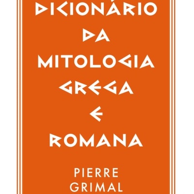 Capa de livro laranja com título em branco sobre mitologia grega e romana