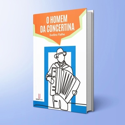 Capa do livro O Homem da Concertina com ilustração de homem tocando concertina