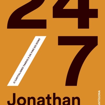 Capa de livro 24/7 com texto e nome do autor Jonathan Crary