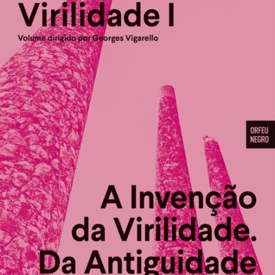 Capa de livro rosa com colunas de pedra e texto preto