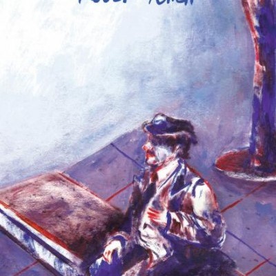 Capa de livro com título QUITO e ilustração de homem sentado num banco junto a árvore