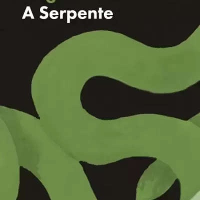 Capa de livro com serpente verde e texto em verde e branco