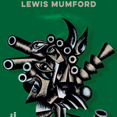 Capa de livro verde com título branco e ilustração cubista abstrata em preto e branco