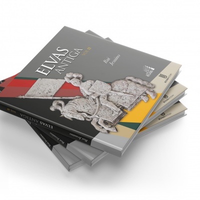 Conjunto de revistas ÉVIAS CAMTIÇA com ilustração de estátuas e faixas coloridas