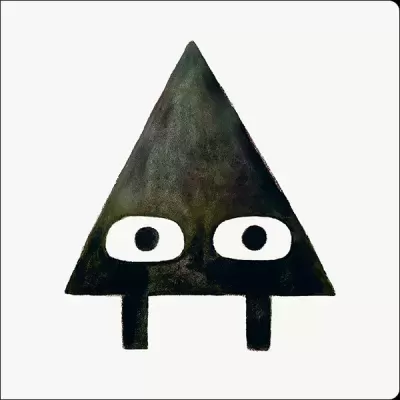 Forma triangular preta com olhos grandes e patas