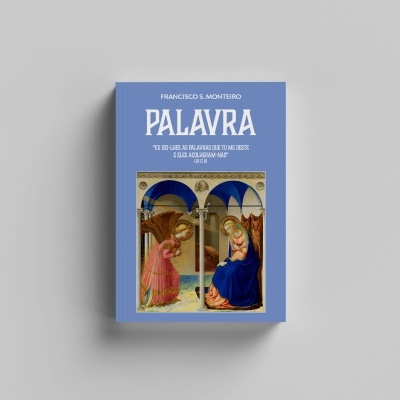 Capa de livro azul PALAVRA com imagem religiosa clássica de anjo e figura feminina