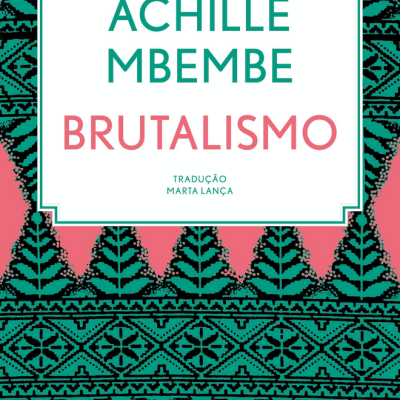 Capa de livro 'Brutalismo' de Achille Mbembe com padrão colorido