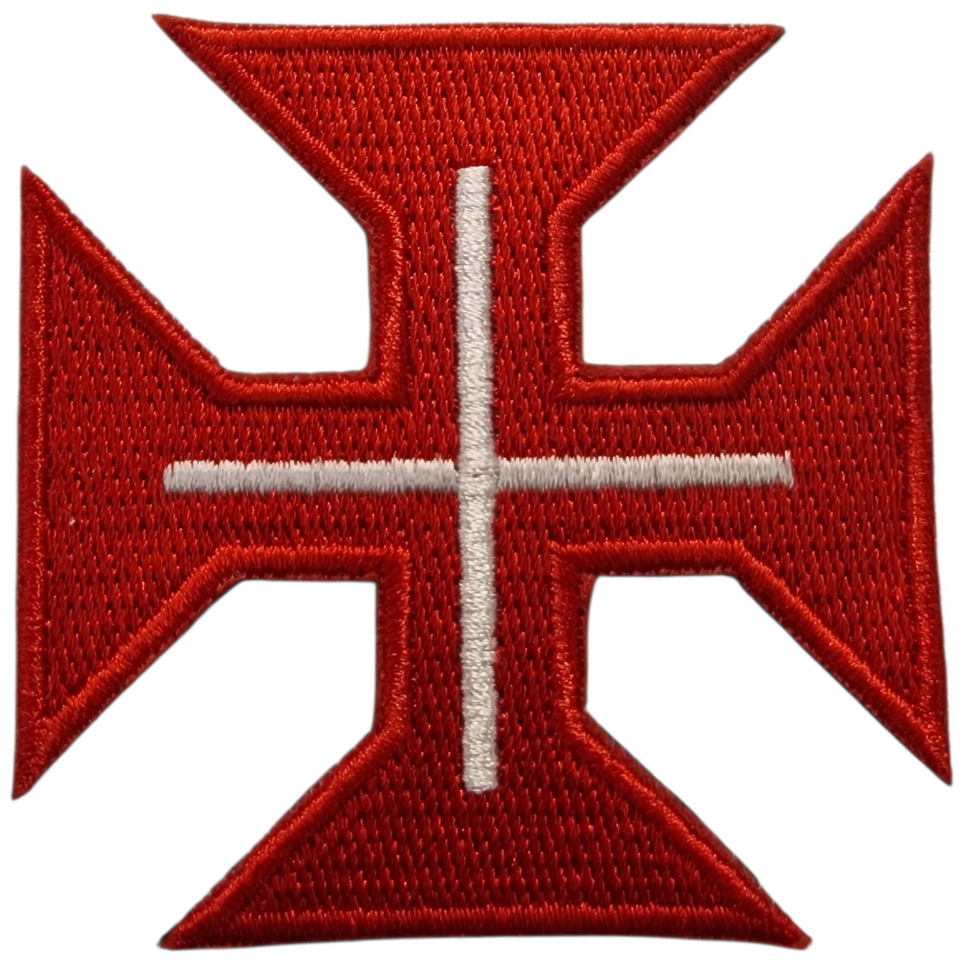 Emblema bordado cruz de Malta vermelha com cruz branca