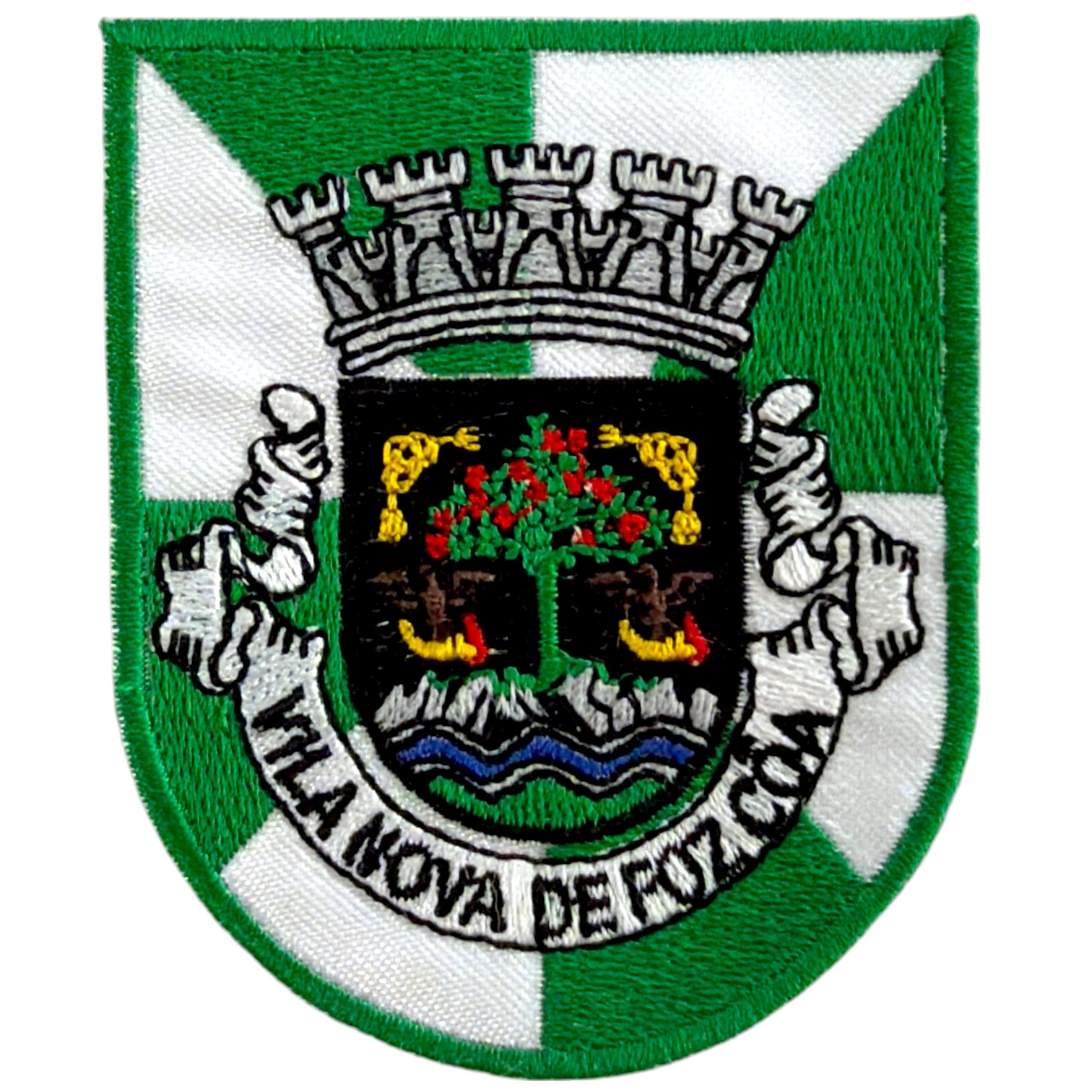 Patch bordado com brasão e texto Vila Nova de Foz Côa