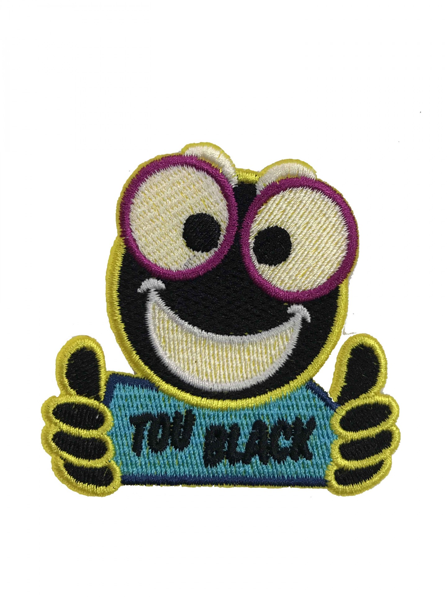 Patch bordado com carinha sorridente e texto YOU BLACK