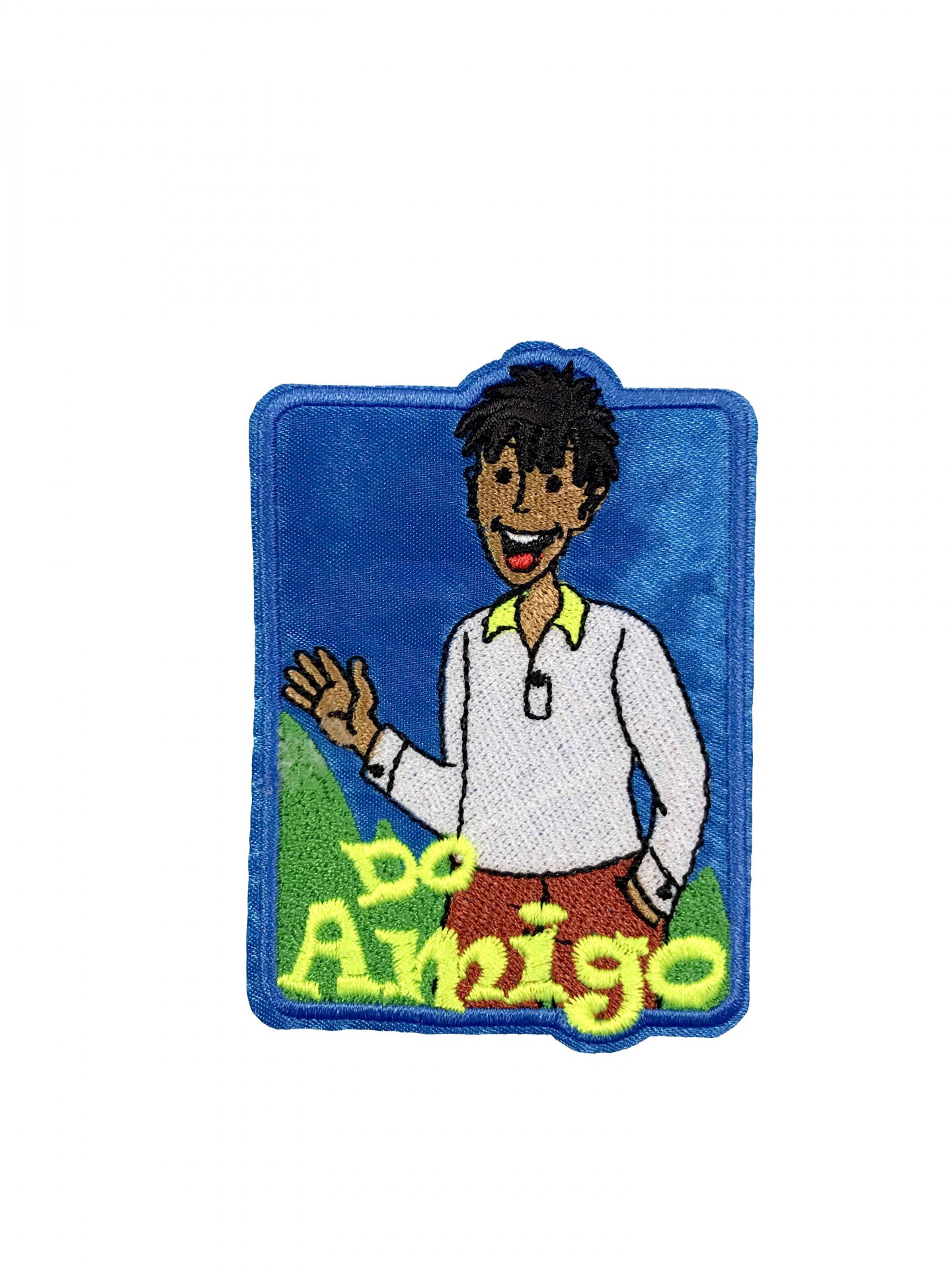 Patch bordado com personagem e texto 'Do Amigo'