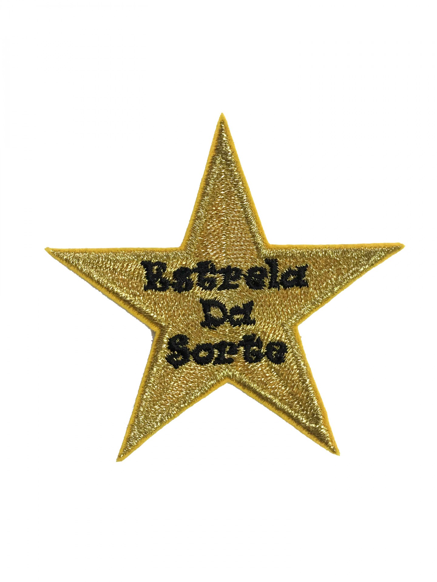 Estrela de tecido castanha com bordado 'Estrela Da Sorte'