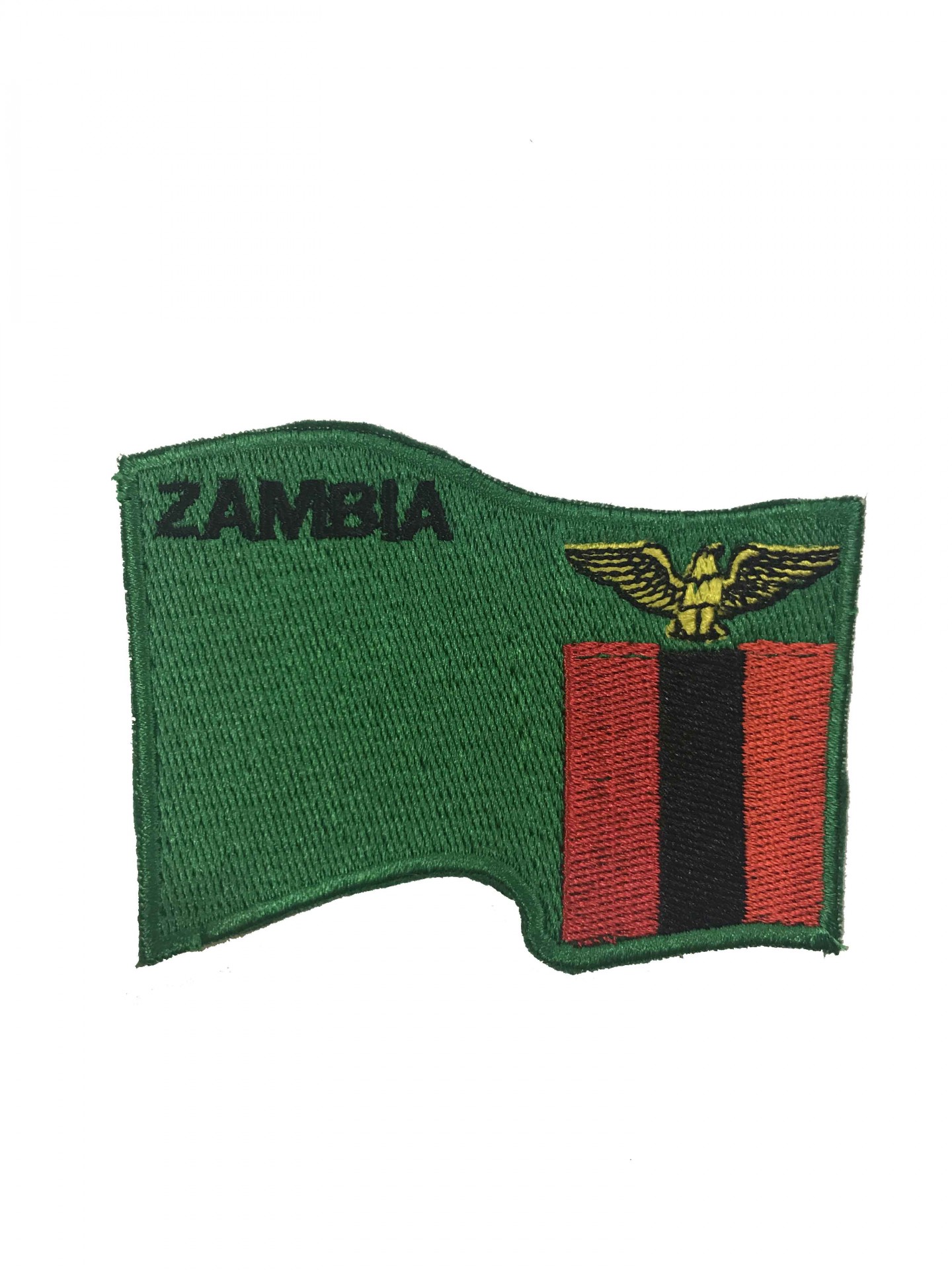 Patch bordado da bandeira da Zâmbia com texto 'ZAMBIA'