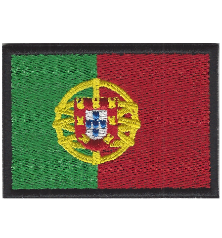 Emblema bordado da bandeira de Portugal com borda preta