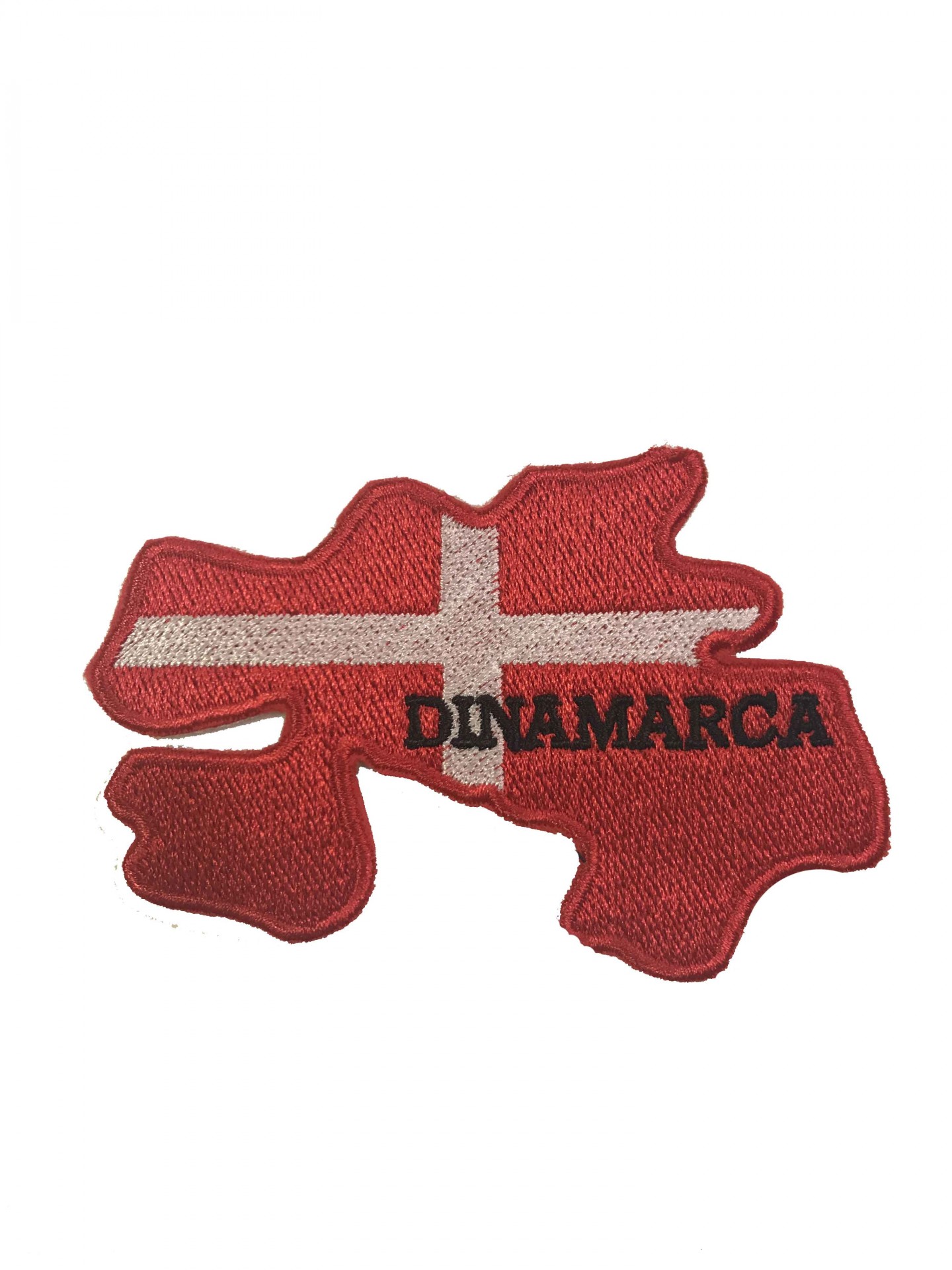 Emblema bordado mapa da Dinamarca com texto DINAMARCA