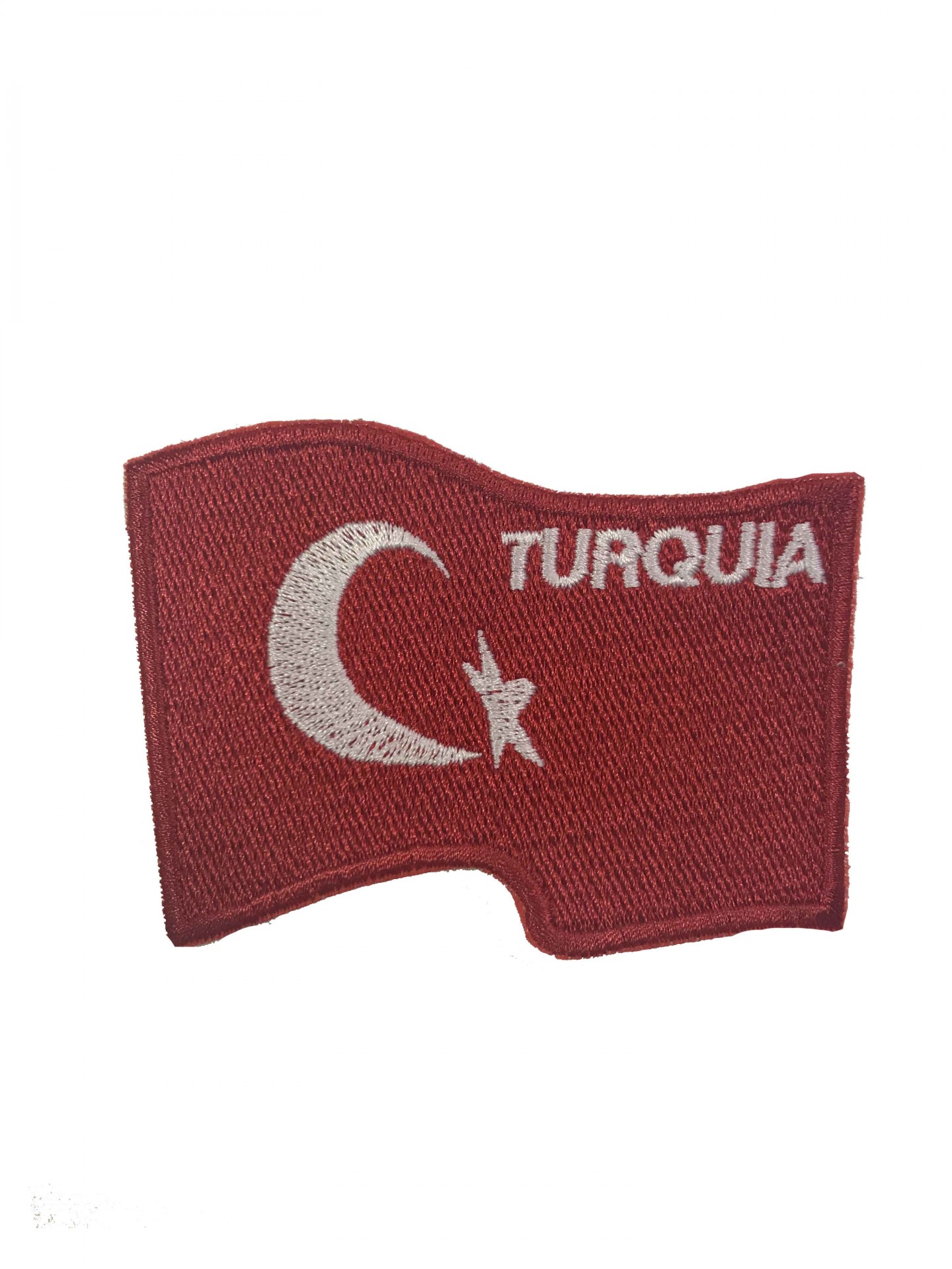 Remendo bordado vermelho com meia-lua, estrela e texto TURQUIA em branco