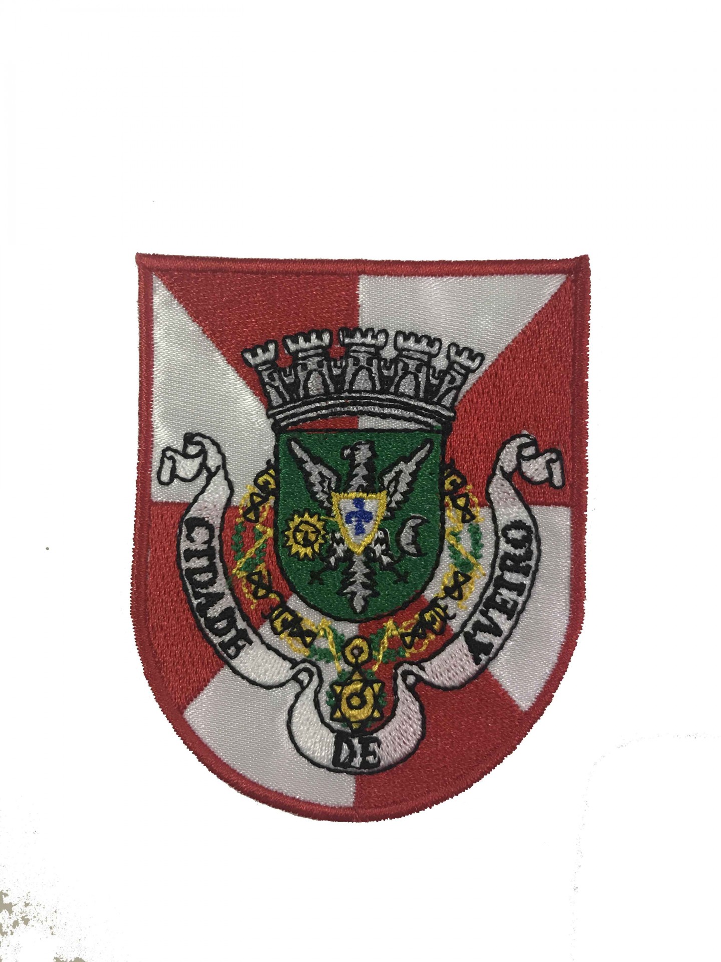 Emblema bordado do brasão da Cidade de Aveiro com várias cores