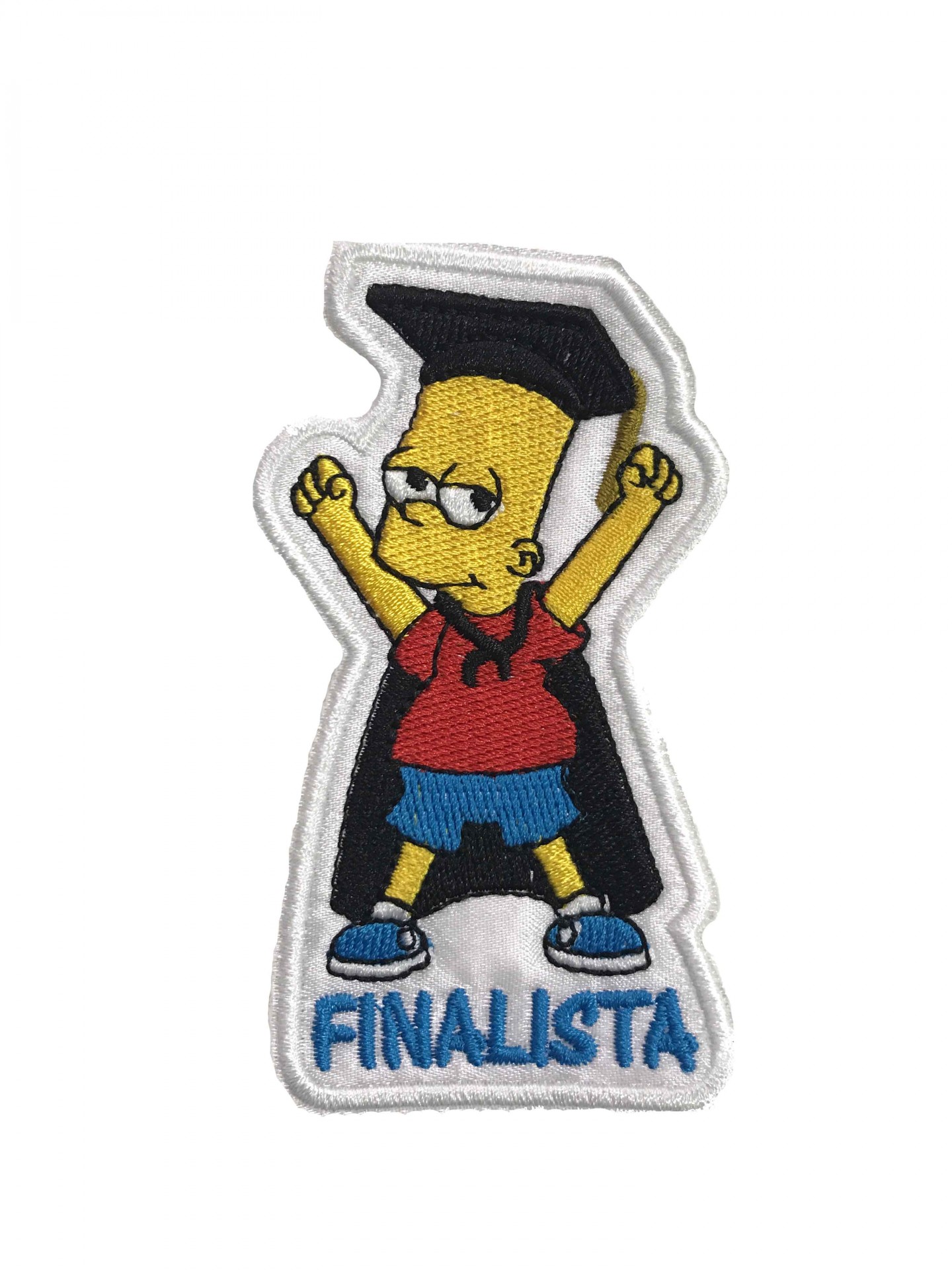PVP bordado com personagem amarela e palavra FINALISTA