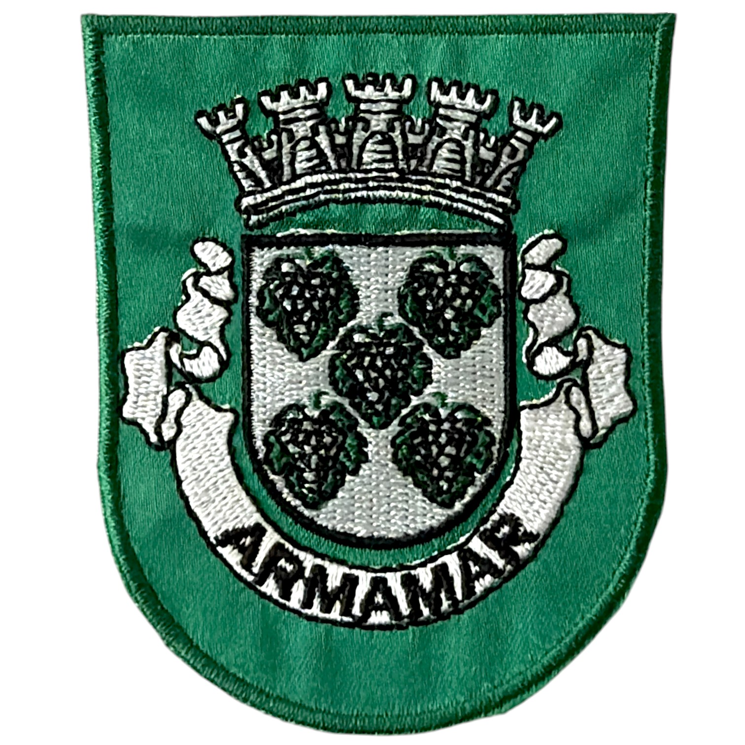 Patch bordado verde com escudo e texto ARIMAMAR.