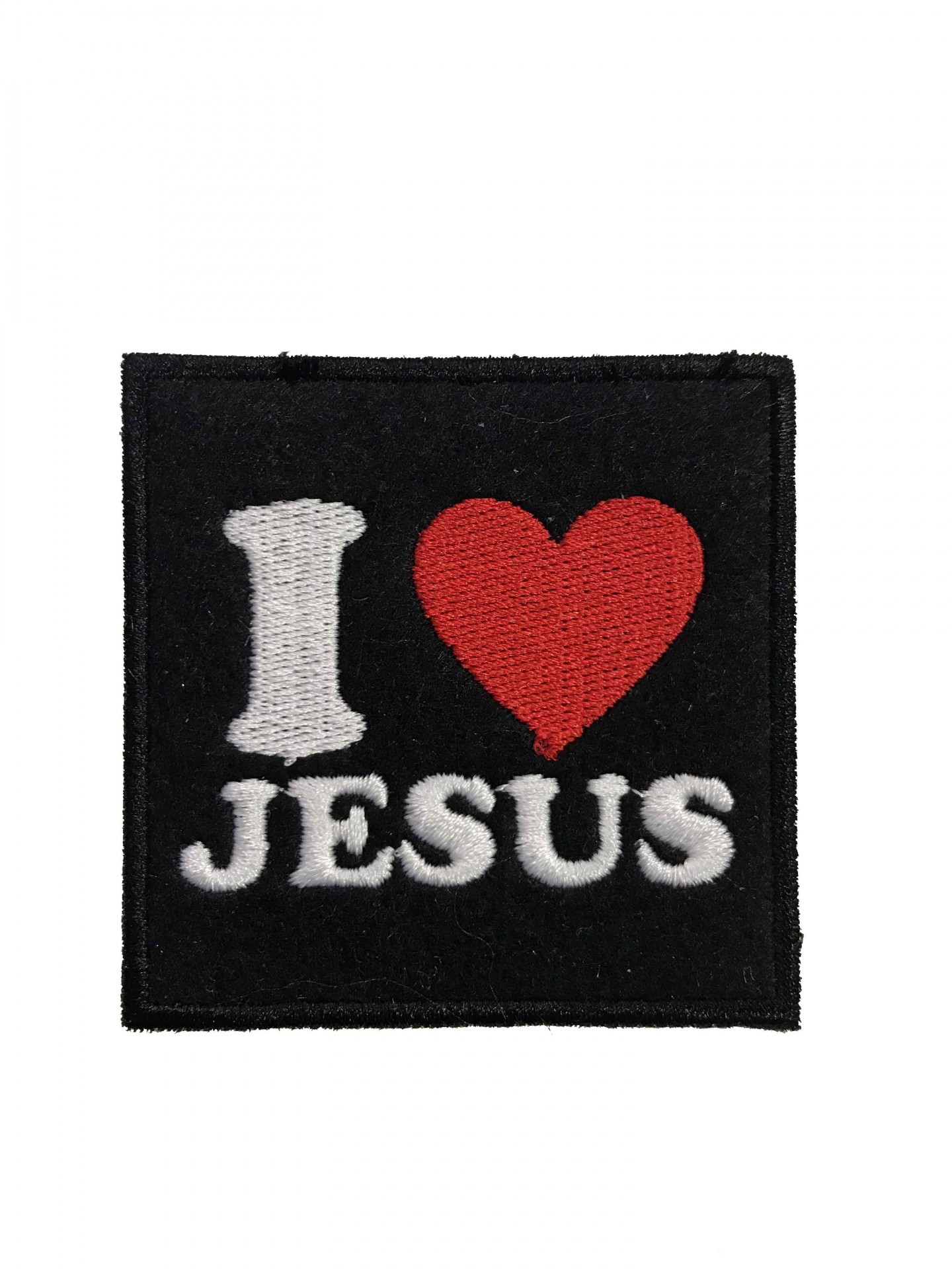 Patch preto com bordado texto 'I ❤ JESUS'