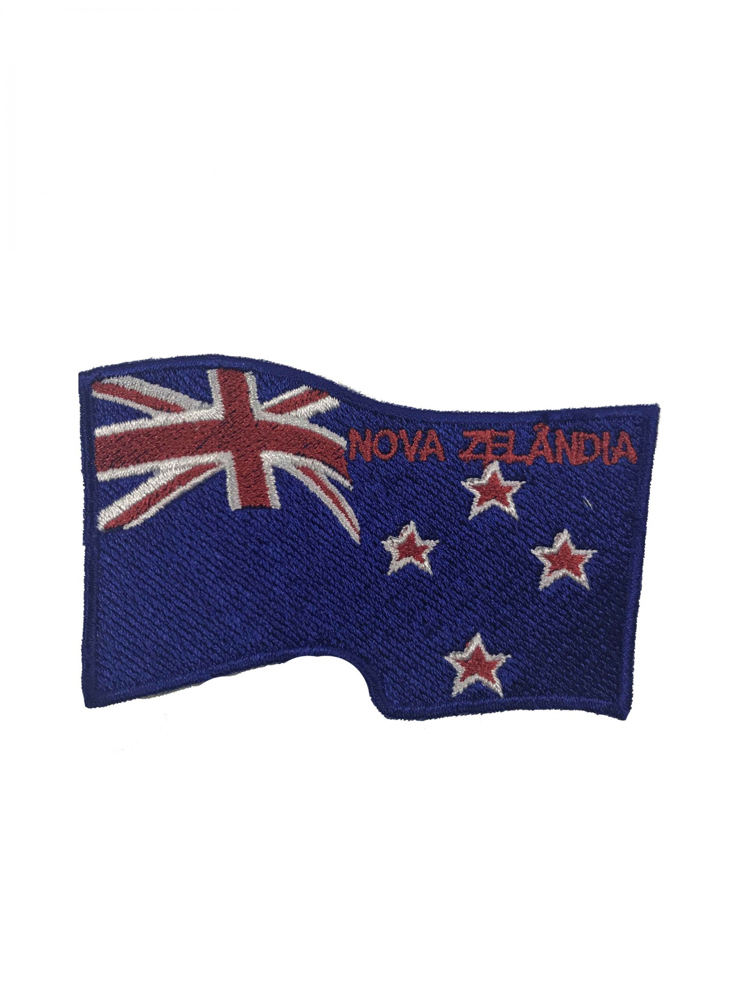 Remendo bordado em forma de bandeira da Nova Zelândia com texto