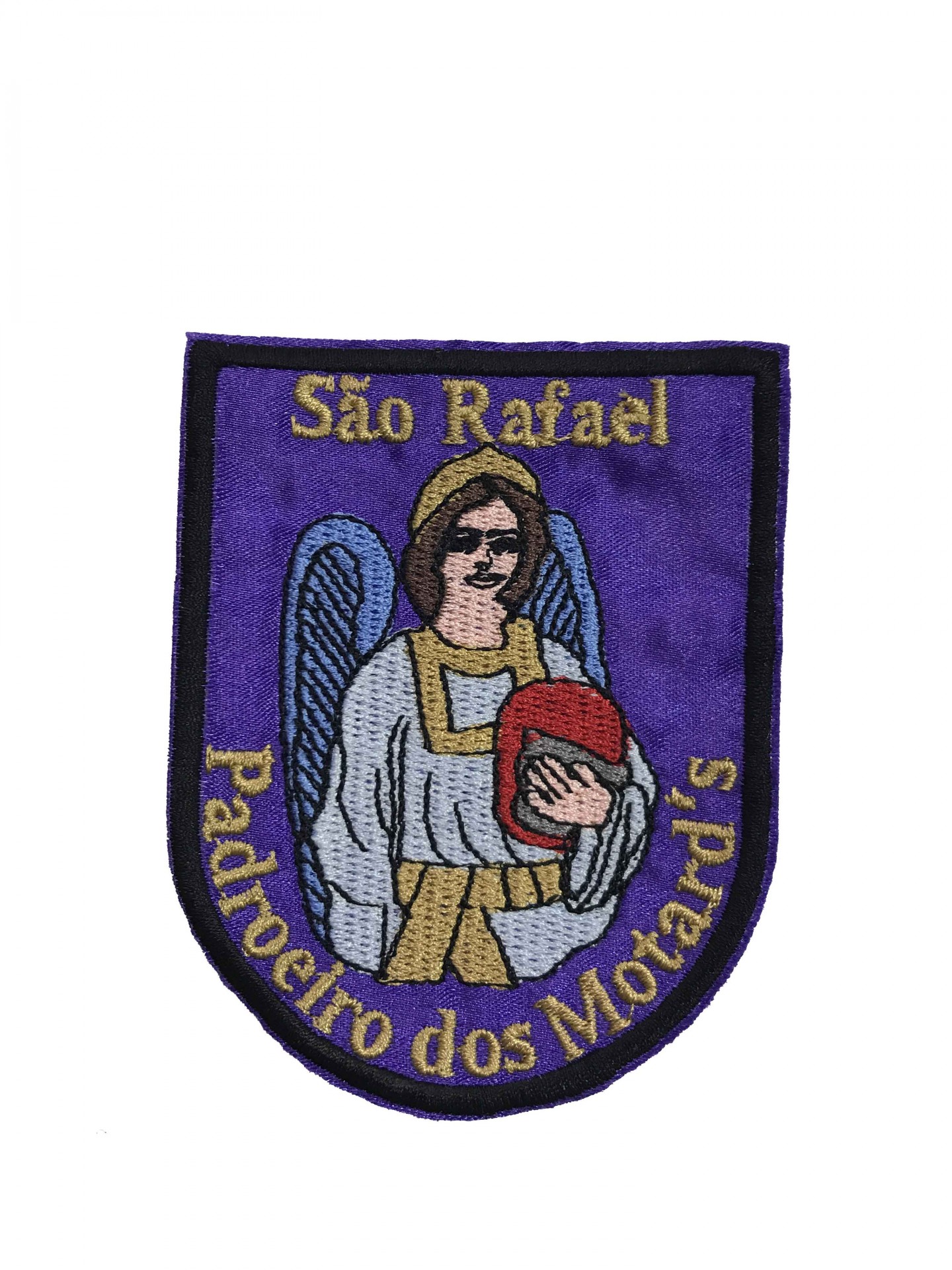 Emblema bordado de São Rafael padroeiro dos motards