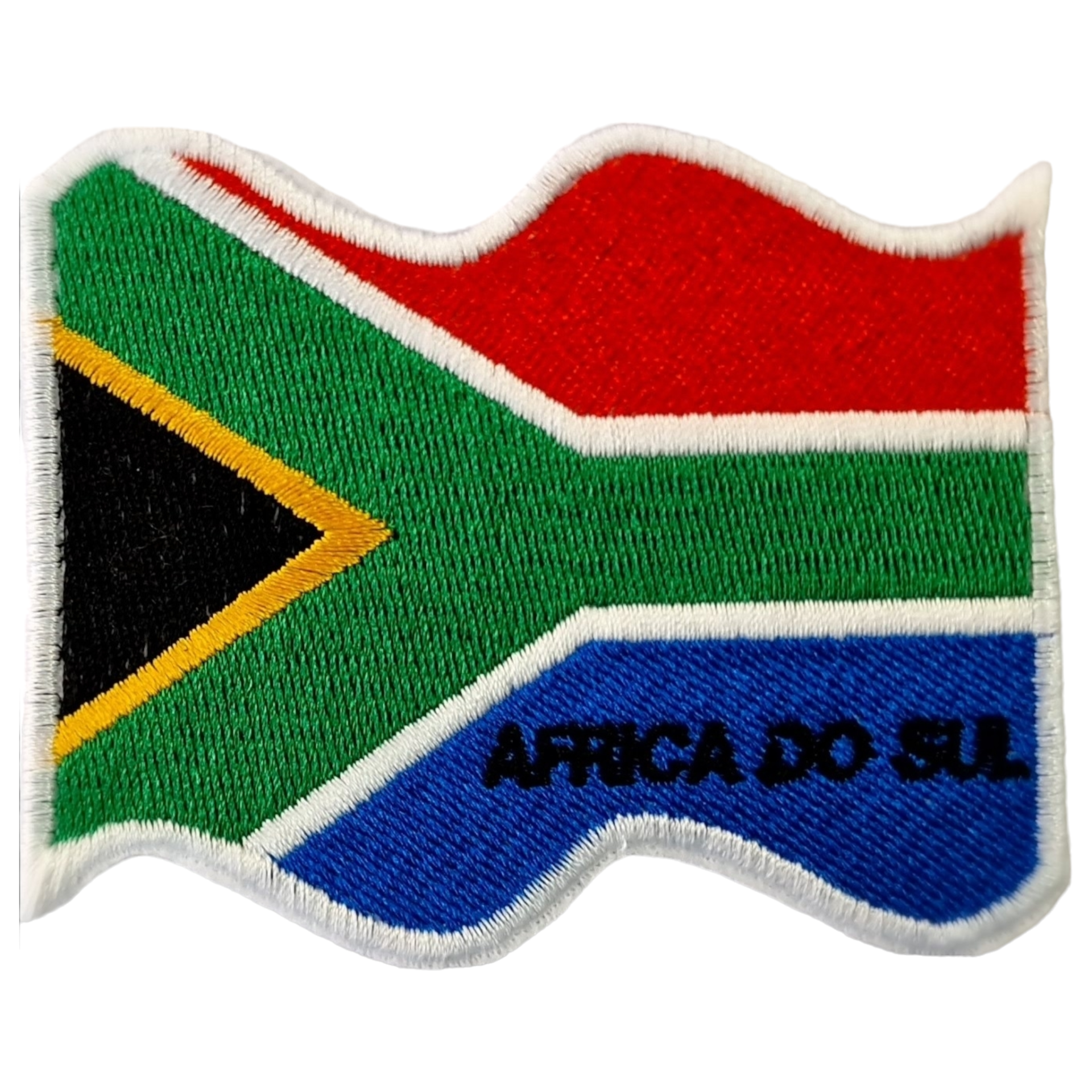 Patch bordado com bandeira da África do Sul e texto