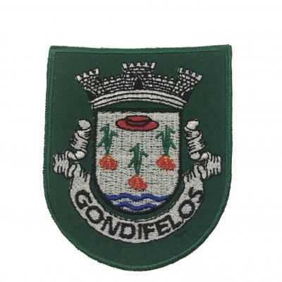 Pano bordado com brasão e texto CONDEFELOS