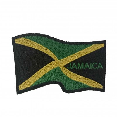 Emblema bordado da bandeira da Jamaica com a palavra JAMAICA