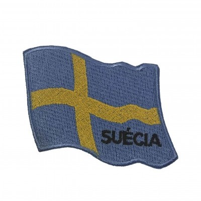Emblema bordado da bandeira da Suécia com texto SUÉCIA