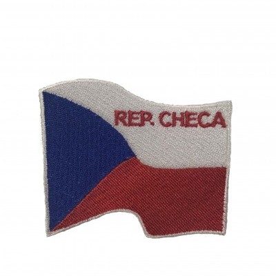 Emblema bordado da bandeira da República Checa com texto REP. CHECA
