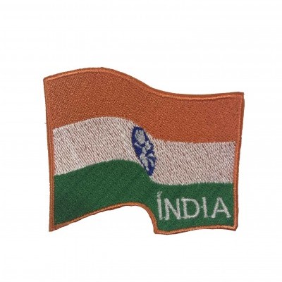 Emblema bordado da bandeira da Índia com texto ÍNDIA