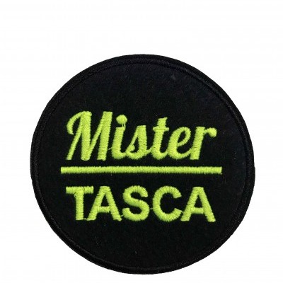 Emblema bordado redondo com texto Mister TASCA