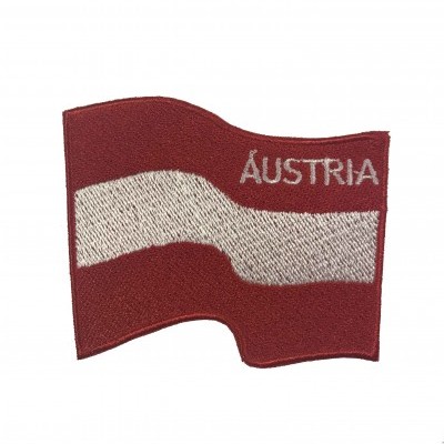 Patch bordado da bandeira da Áustria com texto ÁUSTRIA