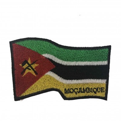Emblema bordado da bandeira de Moçambique com texto MOÇAMBIQUE