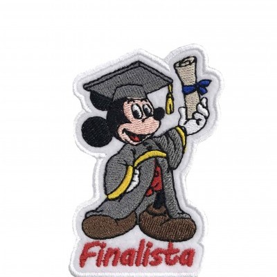 Patch bordado de personagem de finalista com texto Finalista.