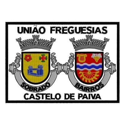 Bordado de brasões e texto União Freguesias Castelo de Paiva