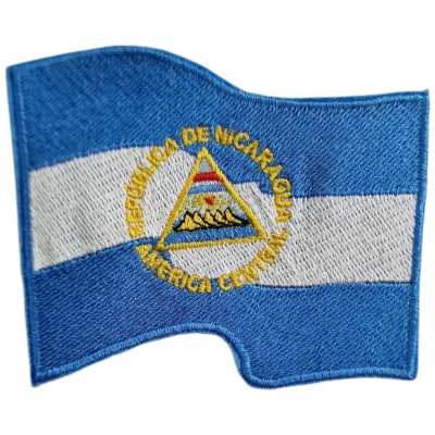 Emblema bordado da bandeira da Nicarágua com brasão ao centro