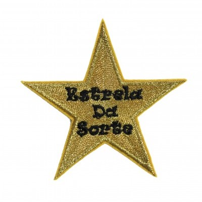 Estrela de tecido castanha com bordado 'Estrela Da Sorte'