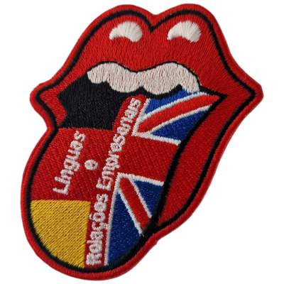 Patch bordado de língua com bandeiras da Espanha e Reino Unido