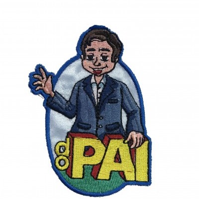Emblema bordado com figura masculina e texto 'PAI'