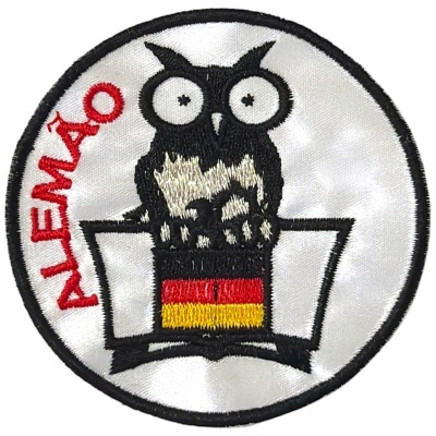 Patch redondo bordado com coruja e texto TEMPLARIO