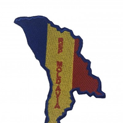 Emblema bordado do mapa da Moldávia com texto REP MOLDAVA