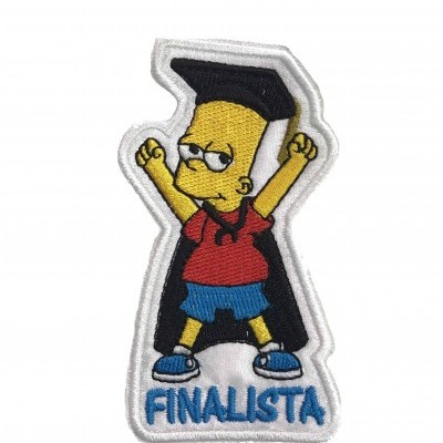 PVP bordado com personagem amarela e palavra FINALISTA