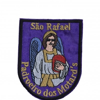 Emblema bordado de São Rafael padroeiro dos motards