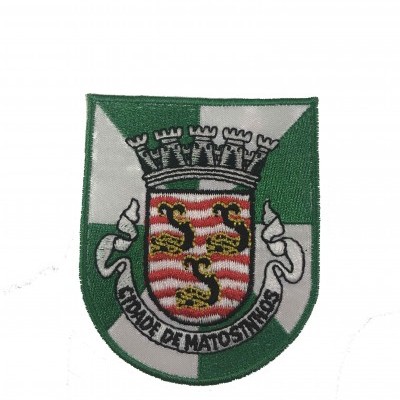 Emblema bordado da Cidade de Matosinhos com brasão e coroa de torre