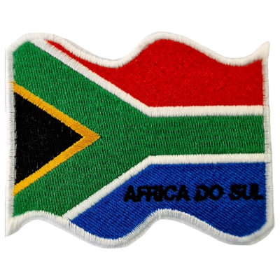 Patch bordado com bandeira da África do Sul e texto
