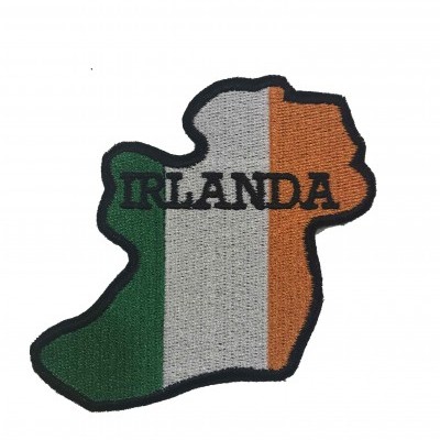 Patch bordado com mapa da Irlanda e palavra IRLANDA