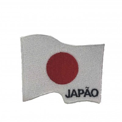 Emblema bordado da bandeira do Japão com texto