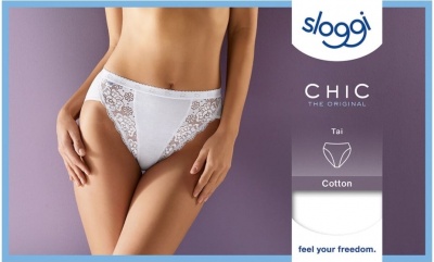 Cueca branca Tai de algodão com renda lateral da marca Sloggi